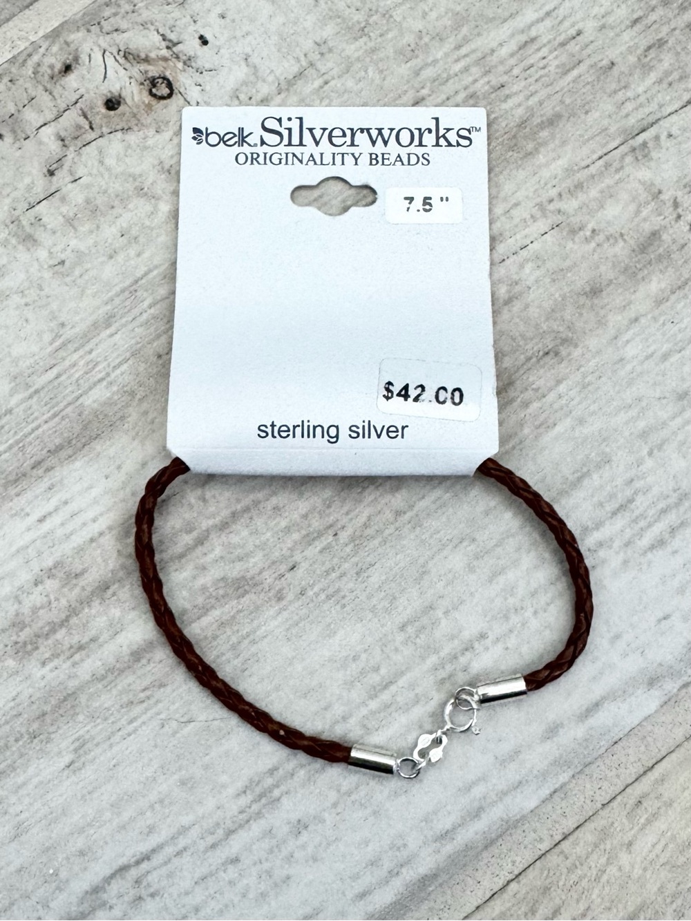 Belk Brown Braided Leather Sterling Silver Bracelet